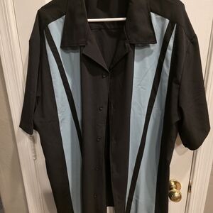 Men's Black and Light Blue Casual Button Down Shirt